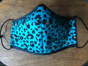 Printed jersey with breathable, hydrophobic membrane TURQUOISE LEOPARD