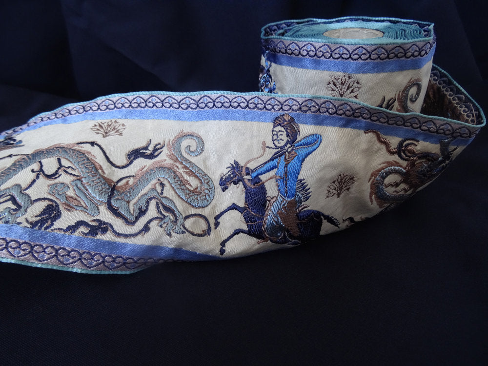 Blue Oriental Scene Ribbon 8cm (AVAILABLE TO ORDER)