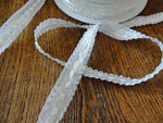 White Woven Viscose 12mm Vintage Ribbon